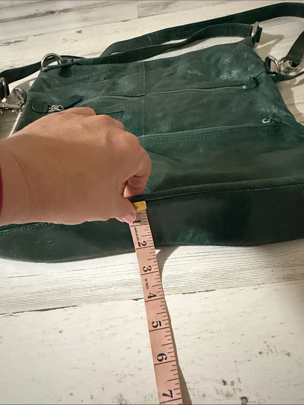 HOBO Dark Green Leather Convertible Crossbody Satchel